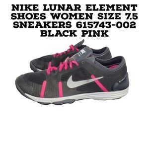 Nike Lunar Element Shoes Women Size 7.5 Sneakers 615743-002 Black Pink